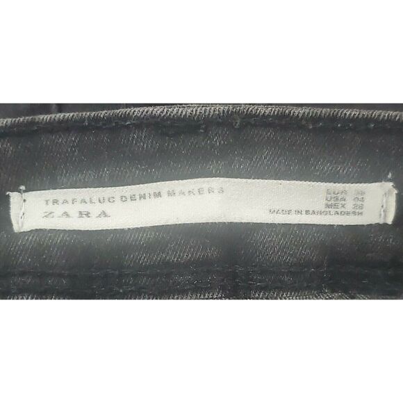 Zara Trafaluc Jeans 4 Womens Black Light Distressed Low Rise Raw Hem Skinny - Picture 4 of 5